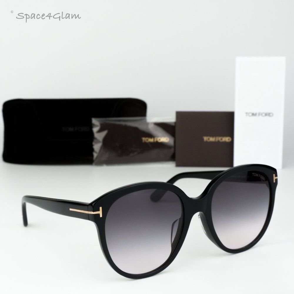 BRAND NEW Tom Ford Women Sunglasses Black Smoke Gradient Round FT0957-D/S 01B